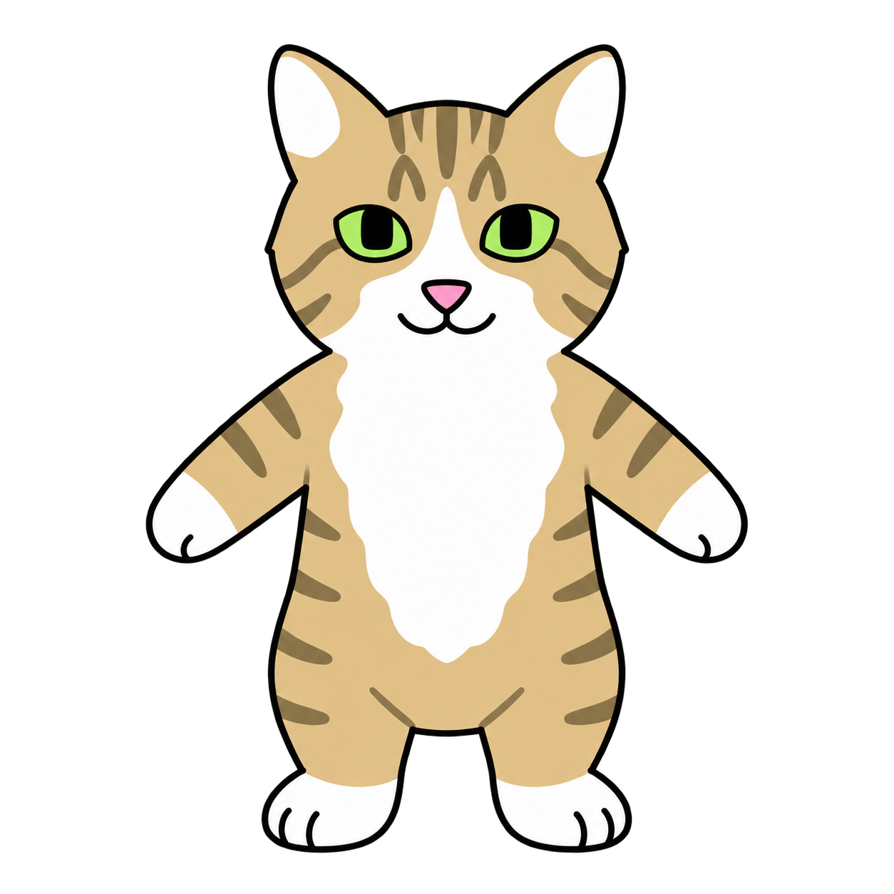 透明背景の猫キャラクター、トラ